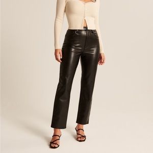 Abercrombie & Fitch Black Straight Leg Faux Leather Pants